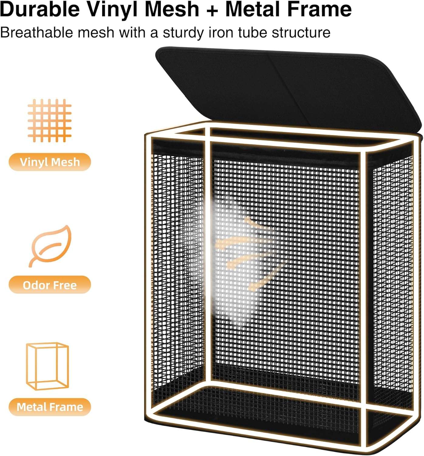 STO STO Laundry Hamper 3 Section with Lid, 180L Large 3 Compartment Laundry Sorter, Laundry Basket with Removable Washable Liner Bag, Breathable Clothes Hamper for Bedroom Bathroom Laundry Room Closet