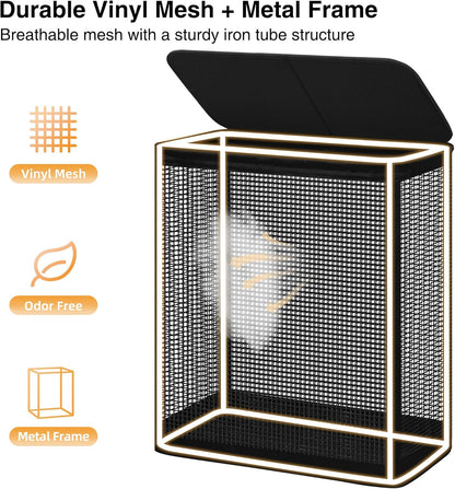 STO STO Laundry Hamper 3 Section with Lid, 180L Large 3 Compartment Laundry Sorter, Laundry Basket with Removable Washable Liner Bag, Breathable Clothes Hamper for Bedroom Bathroom Laundry Room Closet