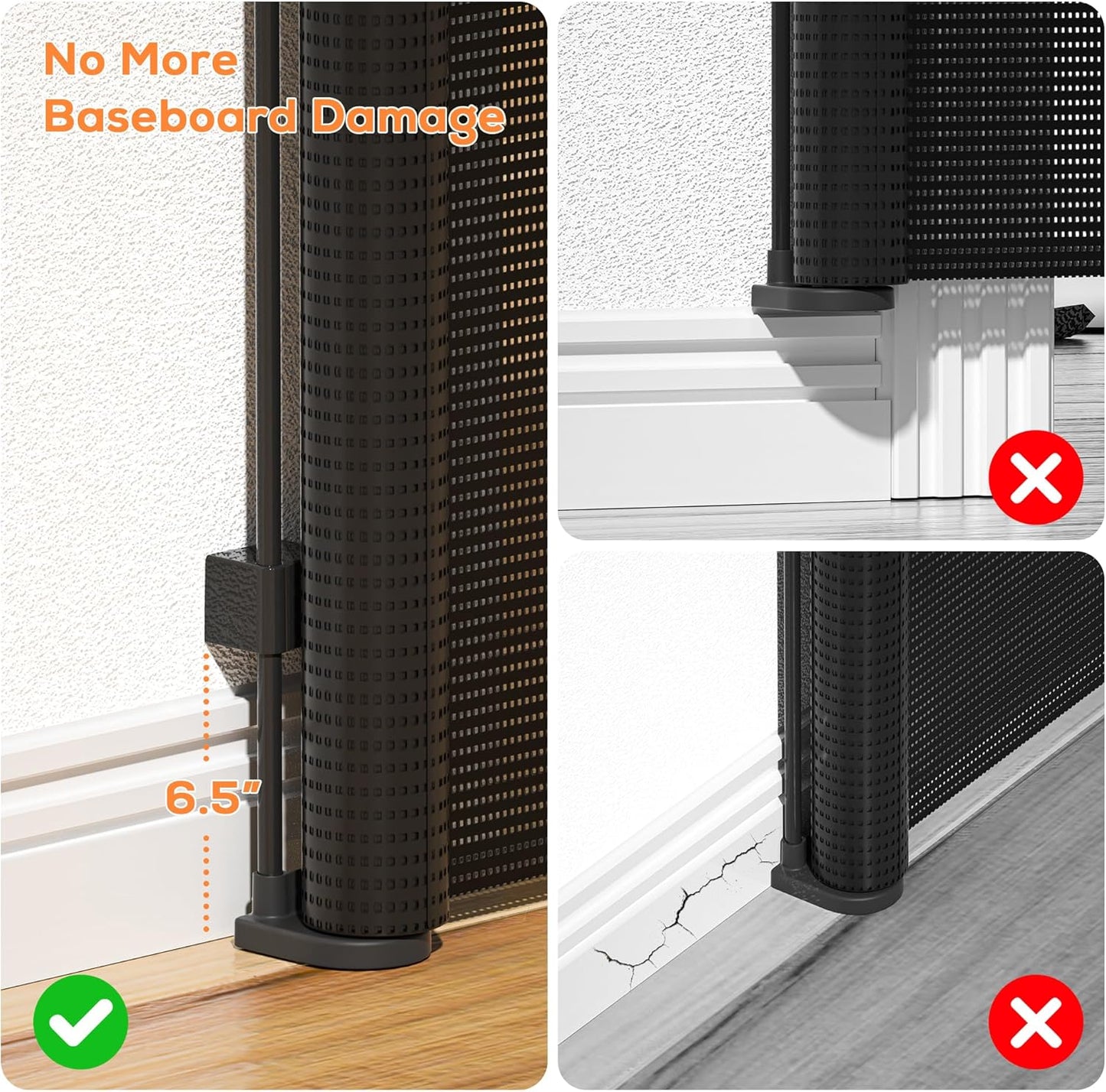 Retractable Baby Gate for Stairs, 42" Tall X 200" Wide Mesh Dog Gate Indoor, Child Gate for Doorways, Hallways, Deck, Indoor Outdoor Pet Baby Safety Essentials for Home, Black