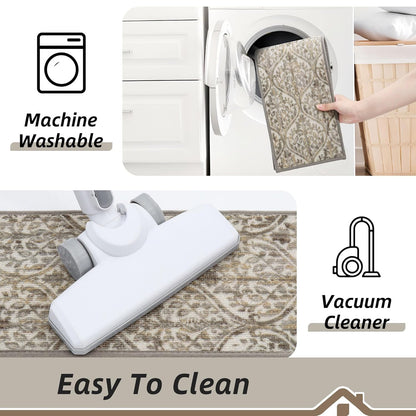 BEQHAUSE Stair Treads for Wooden Steps Non-Slip Machine Washable Carpet Stair Treads 8"X30" Soft Indoor Stair Runner for Kids Elders and Pets, 100% Polyester, TPE Backing, 15pcs, Grey/Orange