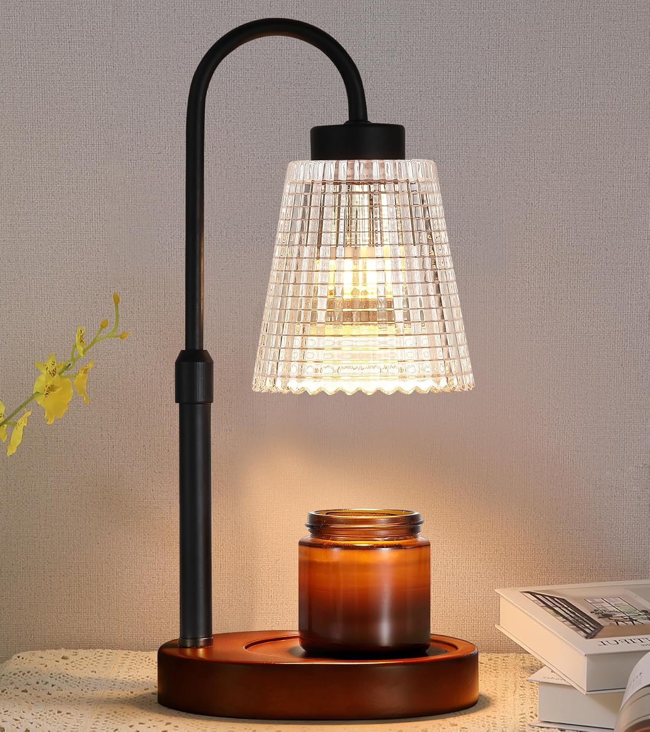 MEIXISUE Candle Warmer Lamp with Timer and Dimmer,Electric Gold Light Gifts for Women Melt Wax Warmer Lamp with 2 Bulbs for Candle Jars House Warming New Home Decor Bedroom