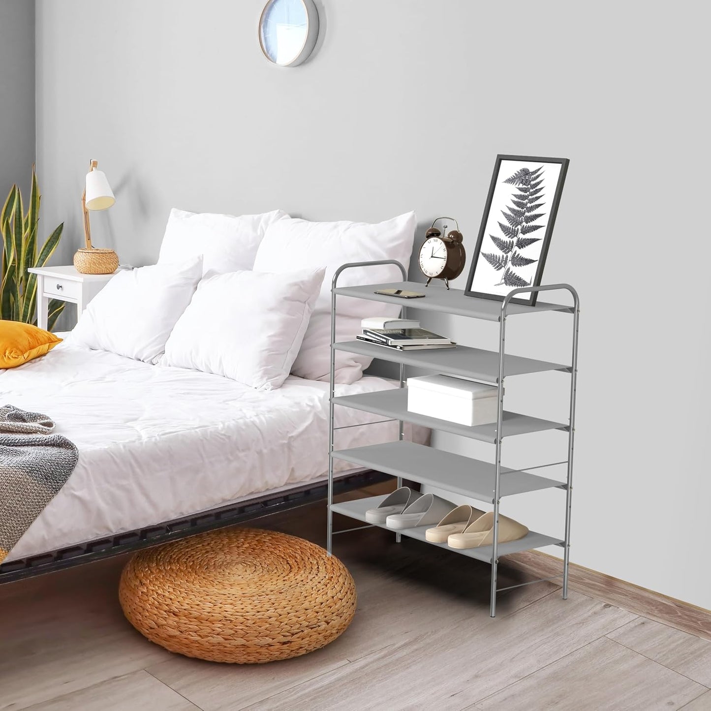Simple Houseware 3-Tier Shoe Rack Storage Organizer, Grey – Space-Saving Shoe Shelf, Holds 9–16 Pairs, Sturdy Metal Frame, Easy Assembly – Closet, Entryway, Bedroom Shoe Storage Solution