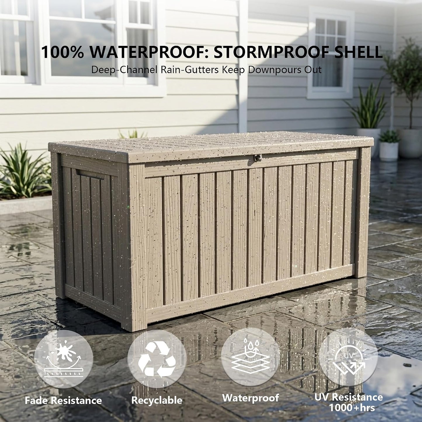 Outdoor Storage Box, 320 Gallon Waterproof Deck Box [Upgraded 3.0], Dual Gas-Spring Ultimate Resin Organizer for King Cushions, Heavy-Duty Lockable Estate Storage Bench, Backyard BBQ, Black