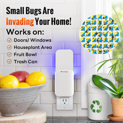 Mosalogic Fruit Fly Traps for Indoors Gnat Trap for House Indoor-600 Sqft Protection Area UV Fly Insect Trapper for Fruit Flies，Gnats，Mosquito，and Other Flying Insect Plug-in Bug Killer White 2Pack
