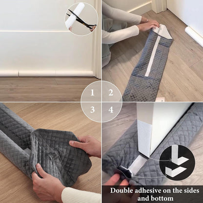 Ciieyuo Premium Velvet Under Door Draft Stopper, 30'' to 36'' Adjustable Gap Filler, Double-Sided Windproof Seal, Easy Install to Block Noise, Cold Air, Light, Dust, and Drafts