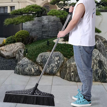 Heavy Duty Broom, Durable Sweeper Broom with Stainless Steel Handle, Outdoor Broom for Driveways Patios Open Areas(Black,70cm)