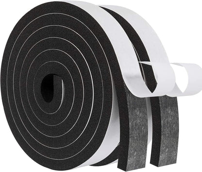 MAGZO Weather Stripping Door Seal, 1/2 Inch Wide X 1/8 Inch Thick Adhesive Foam Tape Soundproof Weatherstripping for Windows, 3 Rolls Total 50FT Black