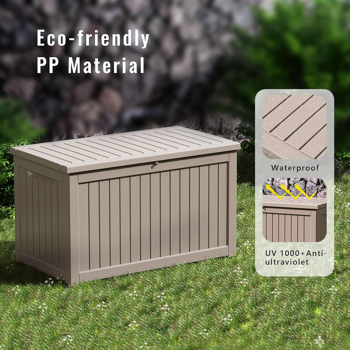 DRATO 180 Gallon Outdoor Storage Box, Large Waterproof Deck Box, Lockable Resin Storage Container with Reinforced Support for Patio Cushions, Garden Tools, UV-Resistant Outdoor Chest（Black，180 Gallon）