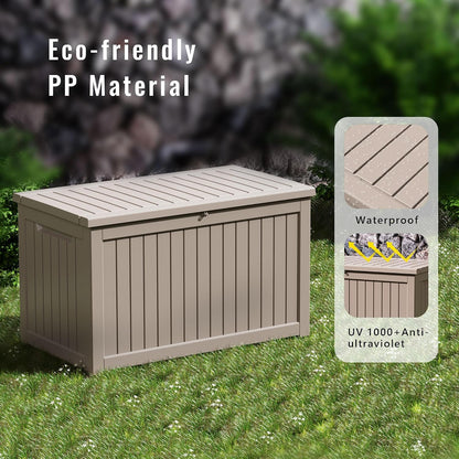 DRATO 180 Gallon Outdoor Storage Box, Large Waterproof Deck Box, Lockable Resin Storage Container with Reinforced Support for Patio Cushions, Garden Tools, UV-Resistant Outdoor Chest（Black，180 Gallon）