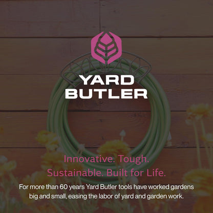 Yard Butler Heavy Duty Wall-Mounted Hose Hanger - Garden Hose Holder for Convenient Organization - Holds up to 125 Feet - Powder Coated Steel - Heavy Duty Bracing - Classic Design, Green