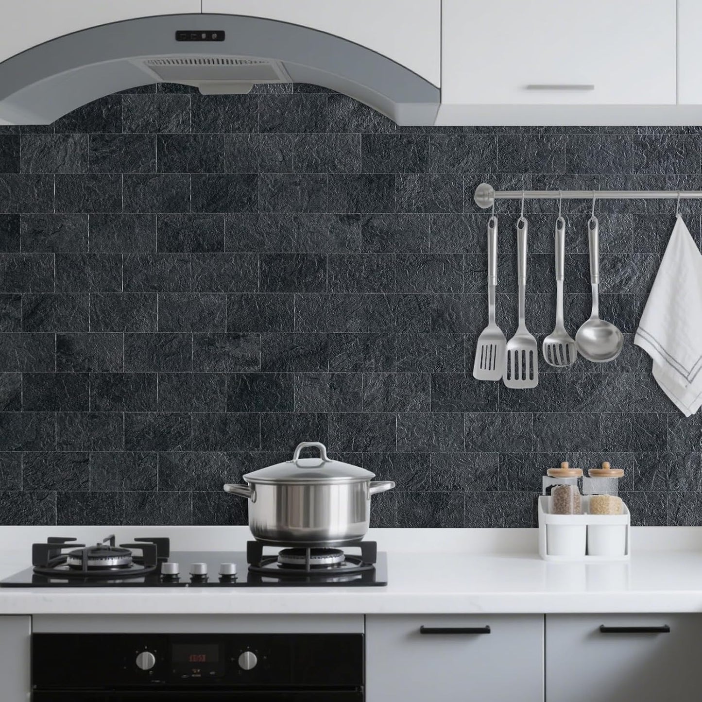 DICOFUN 10-Sheet Polished White Thick PVC Peel and Stick Backsplash, Ceramic Look Subway Tile White Kitchen Backsplash Peel and Stick Wall Tiles