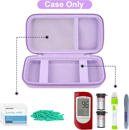 Canboc Diabetic Supplies Case, Carrying Organizer for Glucose Meter, Lancing Device, Blood Sugar Test Strips, Lancets, Insulin Pens, Alcohol Wipe and Other Diabetes Care Accessories, Rose Gold