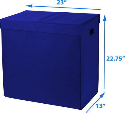 Simple Houseware Double Laundry Hamper with Lid and Removable Bags, Black
