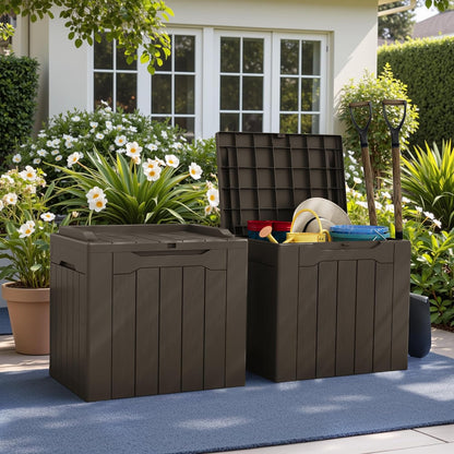 Greesum 31 Gallon Resin Deck Box All Weather Outdoor Storage Boxes for Patio Furniture Set,Outdoor Toys,Garden Tools,Black