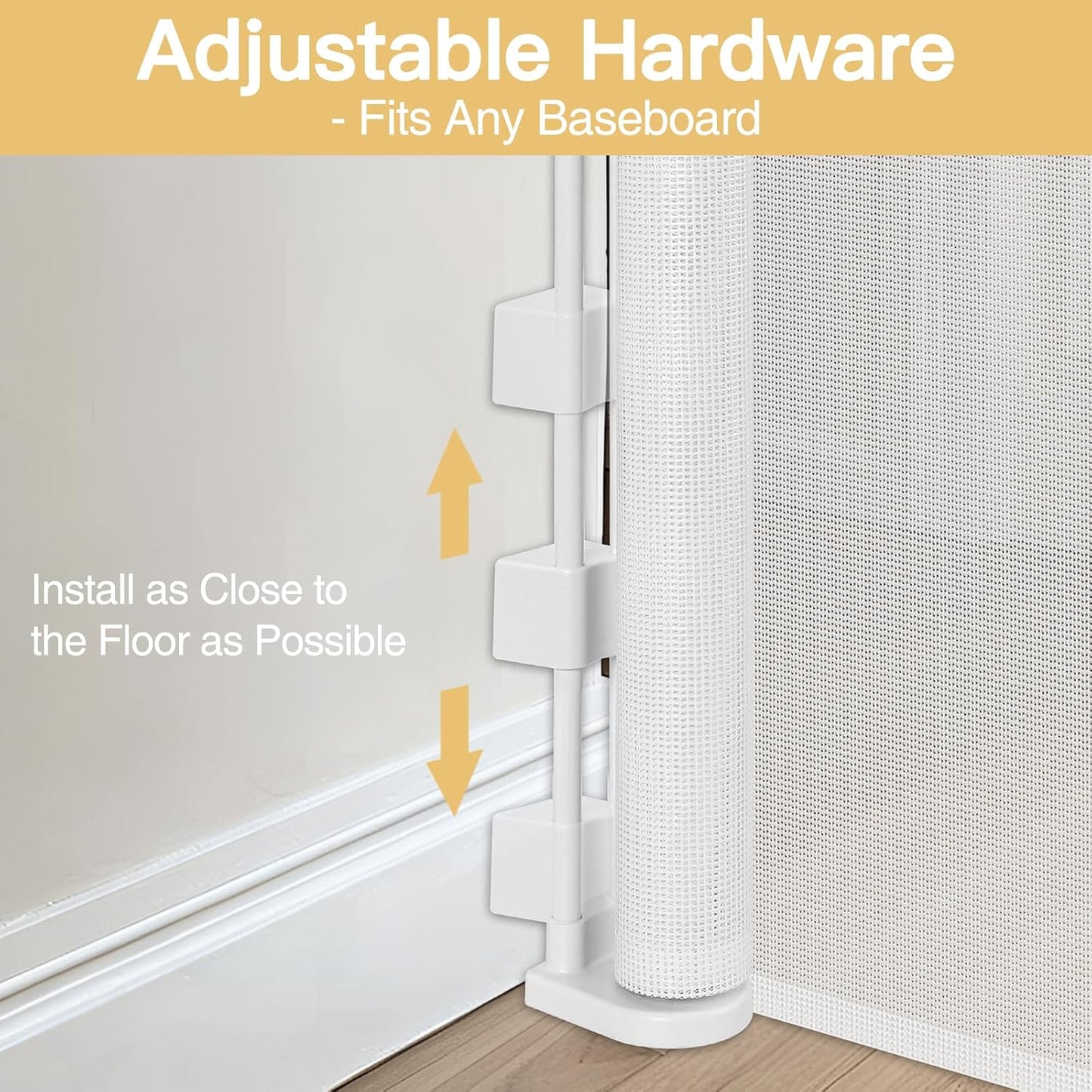 Newly Enhanced - 42" Tall × 120" Extra Wide Retractable Baby Gate Keeps Pets from Getting Under Tall Dog Gate, Indoor/Outdoor Baby Gates for Dogs, Retractable Dog Gate for Large Openings, White