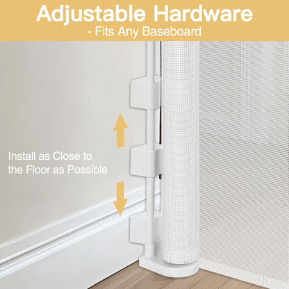 Newly Enhanced - 42" Tall × 120" Extra Wide Retractable Baby Gate Keeps Pets from Getting Under Tall Dog Gate, Indoor/Outdoor Baby Gates for Dogs, Retractable Dog Gate for Large Openings, White