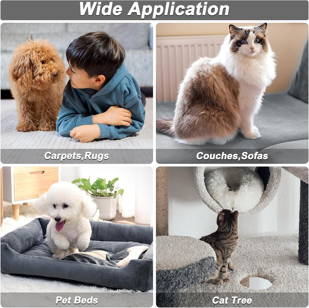 B-Land Carpet Rake for Pet Hair Removal, Reusable Pet Hair Remover with 60” Adjustable Long Handle, Carpet Scraper Broom Dog Cat Hair Remover Tool Fur Sweeper for Rugs, Mats
