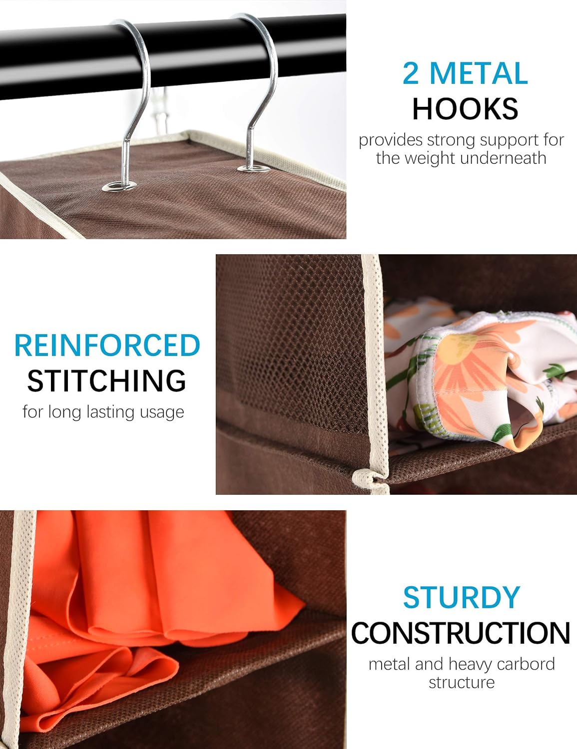 Libeder Hanging Shoe Organizer, 10-Shelf Closet Organizer with 6 Mesh Side Pockets