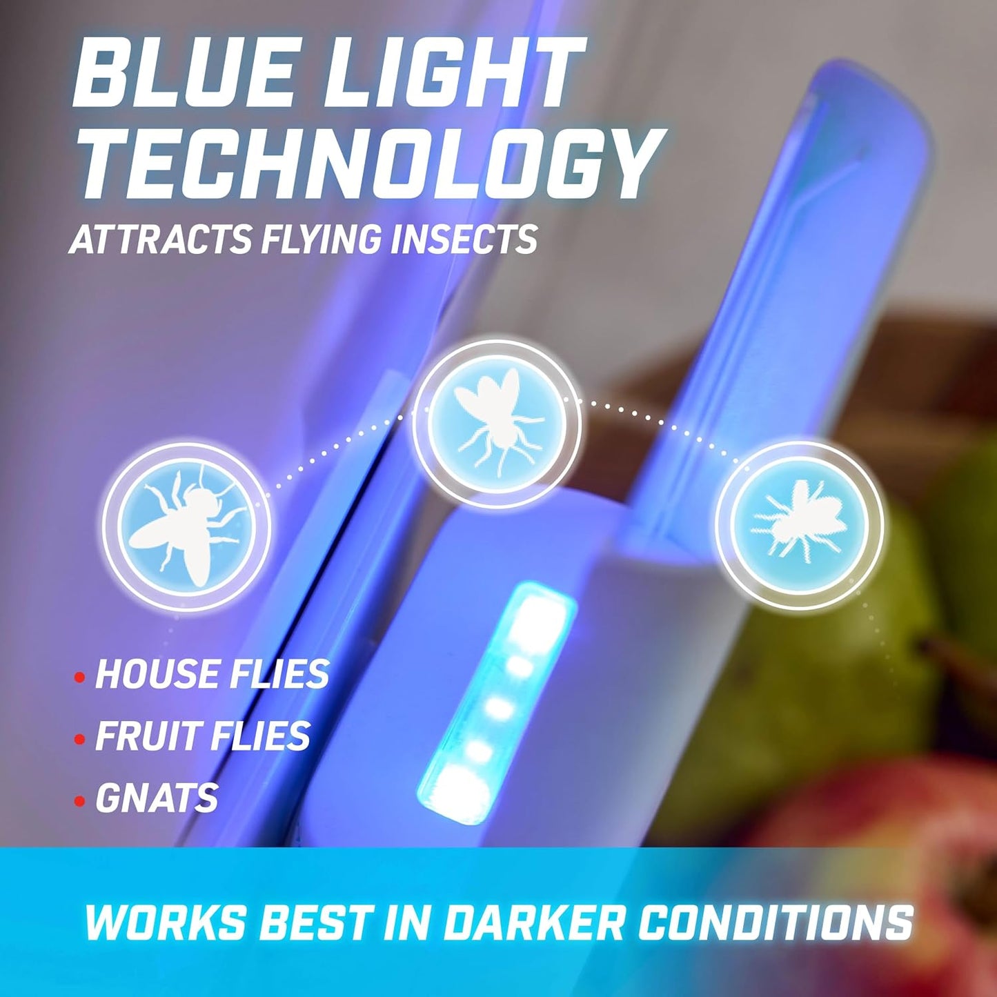 Ortho Home Defense Max Indoor Flying Insect Trap, 1 Plug-in and 4 Refills | Light Sticky Trap for House Flies, Fruit Flies, and Gnats, 1 Plug-In and 4 Refills