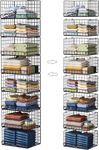 Yociyoga 4-Tier Stackable Closet Organizers and Storage Shelves, Foldable Closet Shelf Organizer, Black(Patent Protection)(Patent No. 30022416)