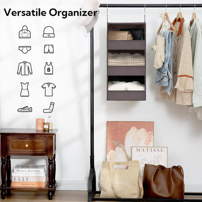 GRANNY SAYS 3-Shelf Hanging Closet Organizer and Storage, Collapsible Hanging Closet Shelves, Hanging Organizer for Closet & RV, Gray, 29 ½" H X 12" W X 12" D, 1-Pack