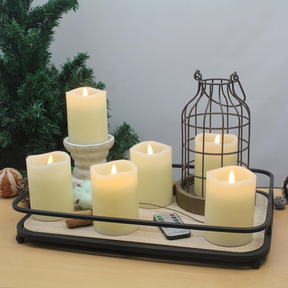 Stonebriar 6 Count White Real Wax 3x3 Flameless LED Pillar Candles with Remote and Timer