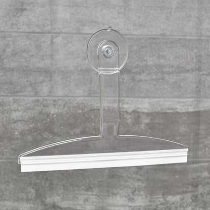 iDesign 22300 Plastic Plastic Suction Squeegee with Storage Hook Shower, Window, and Mirror Accessory for Master, Guest, Kids' Bathroom Cleaning, 12" x 10", Clear