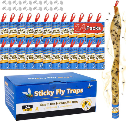 Dwcom 40 Pack Fly Trap, Fruit Fly Traps Indoor for Home, Fly Catcher Fly Strips Fly Tape Fly Paper Fly Ribbon Fly Traps Outdoor, Flying Insect Trap, Gnat Trap for Bug, Insect, Pest, Mosquito
