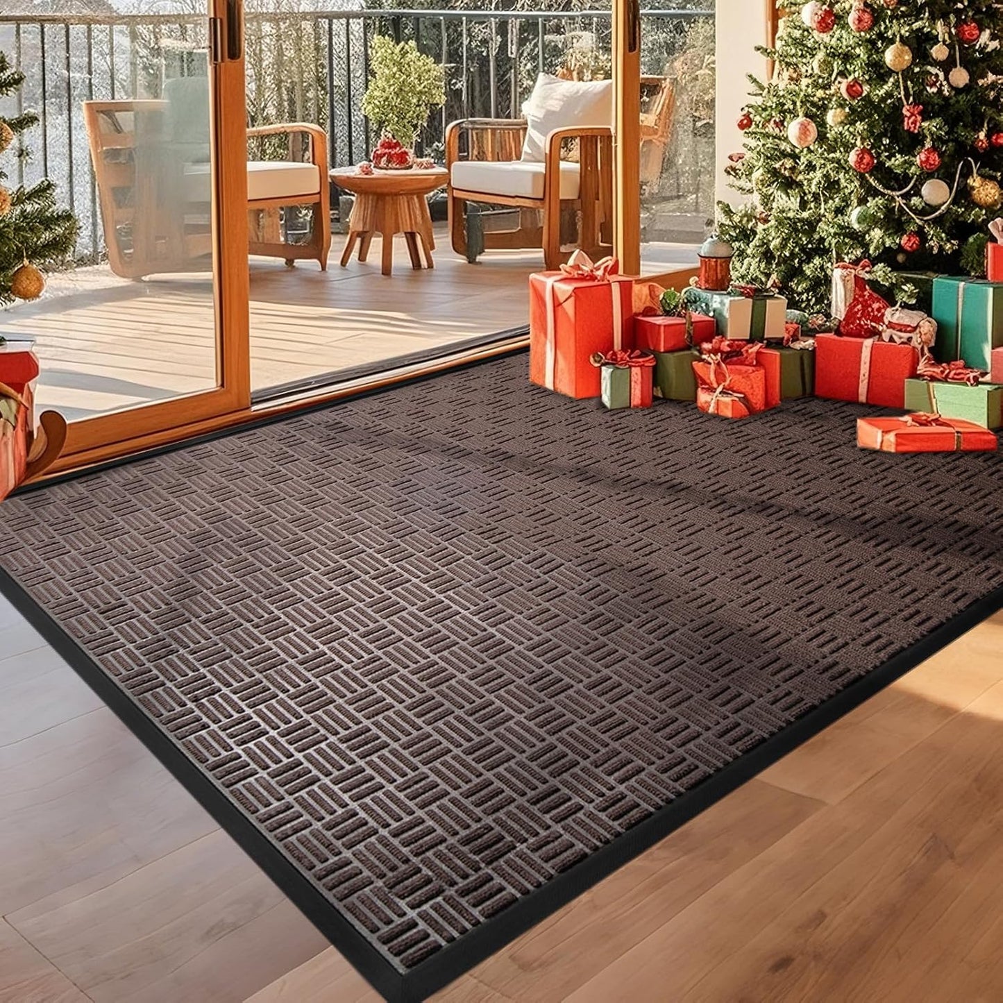 Mibao Front Door Mat, Heavy Duty Durable Welcome Mat for Outdoor Indoor, Dirt Trapper Waterproof Super Absorbent Door Mat for Entryway Outside Patio Porch, 29.5" x 17", Grey