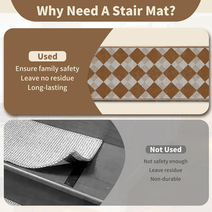 Non-Slip Carpet Stair Treads 15PCS, 8"x30" Peel and Stick Stair Runner for Wooden Steps Indoor, Washable Reusable Adhesive Backing, Pet-Friendly Safety Mats for Kids, Elders, Dogs