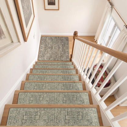 OJIA Extra Non-Slip Stair Treads for Wooden Steps 15PCS, 30"X8" Rubber Indoor Stair Runner Slip Resistant Stair Rugs Safety Mats for Dogs, Kids & Elders, Stairway Grip Step Treads, Gray