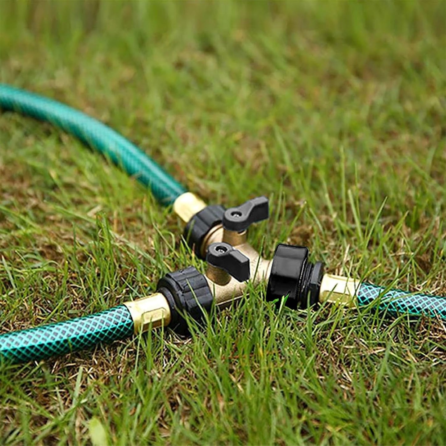 2 Pack Brass Hose Splitter 2 Way, 3/4" Heavy Duty Garden Hose Y Splitter with 14 Rubber Washers, Leak-Free Spigot Splitter with Easy-Grip TPR Valves, Faucet Splitter for Outdoor Garden Lawn Watering