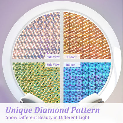Windimiley 3D Diamond Frosted Window Privacy Film, Static Cling No-Glue Removable Vinyl, UV Blocking Heat Control for Bathroom Bedroom Door, 17.5 x 78.7 inch