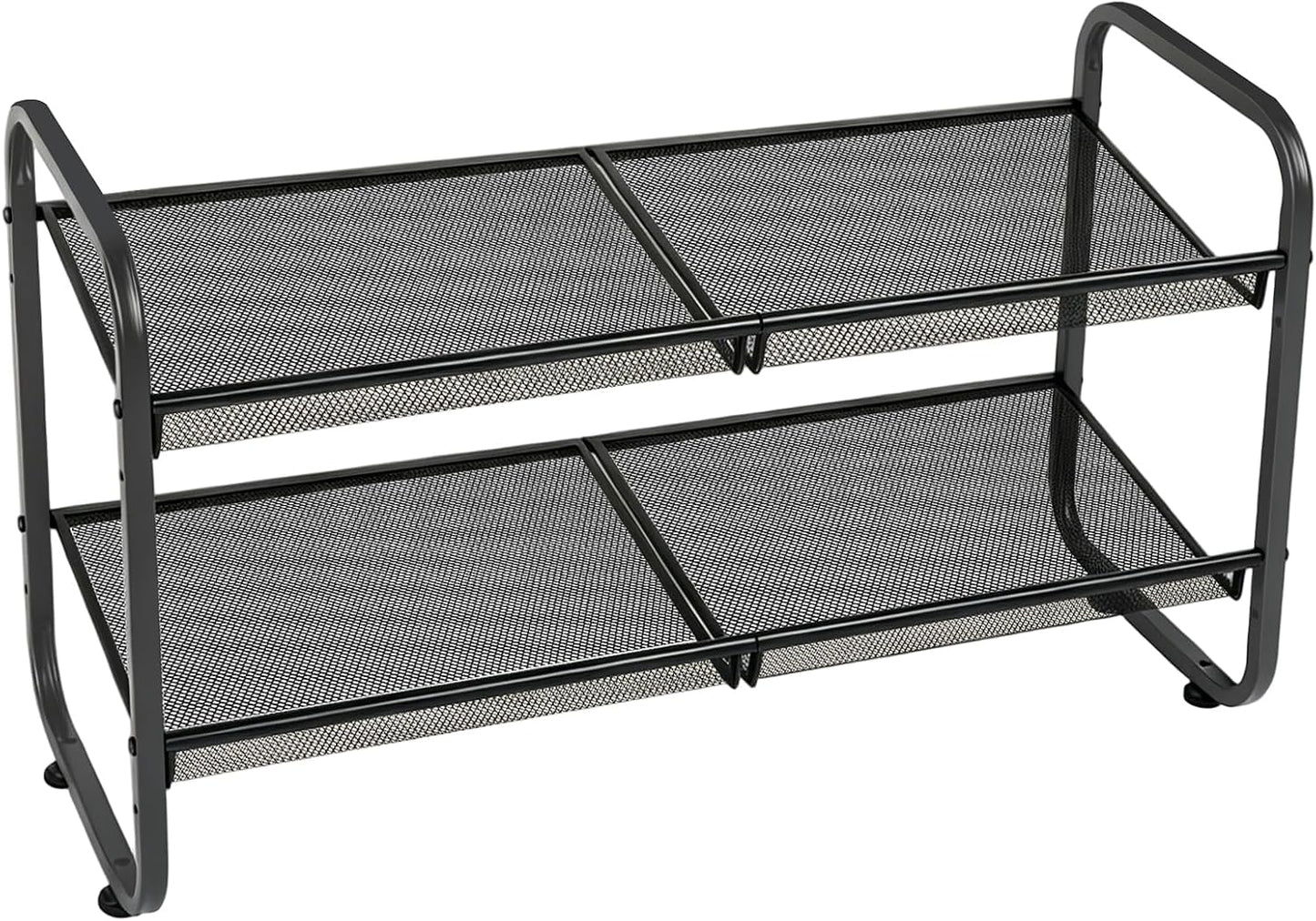 4 Tiers Metal Shoe Rack for Entryway Closet Hallway Bedroom Garage | Shoe Storage Organizer, Mesh Shoe Shelves, Freestanding, Stackable, Adjustable, Rustproof Black