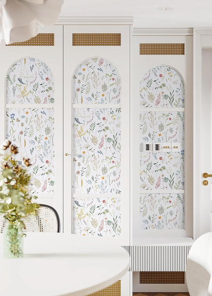 Dimoon 17.3''x78.7'' Vintage Peel and Stick Wallpaper Boho Beige Neutral Contact Paper White Floral Bird Wallpaper Removable Botanical Renter Friendly Modern Wall Paper Bedroom Bathroom Vinyl Roll