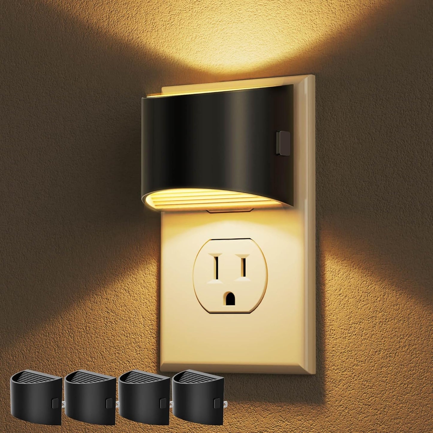 DORESshop LED Night Light[2 Pack], Night Lights Plug into Wall, 3 Level Brightness Adjustable Plug in Night Light, Dusk to Dawn Sensor, Nightlights for Adults, Bedroom, Bathroom, Hallway, 3000K