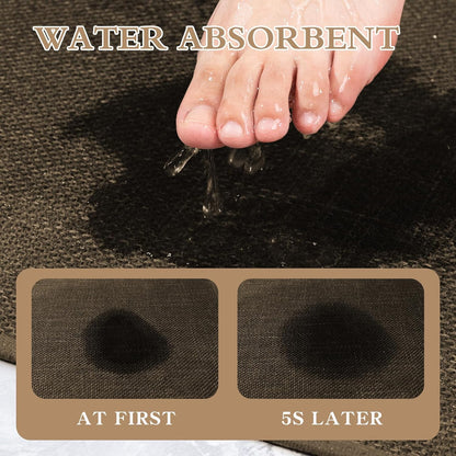 chakme Bathroom Rugs Mat 24x17, Ultra Thin Non Slip Bath Mat Small Quick Dry Absorbent Bath Mat for Bathroom Floor, (Dark Beige, 24"x17")