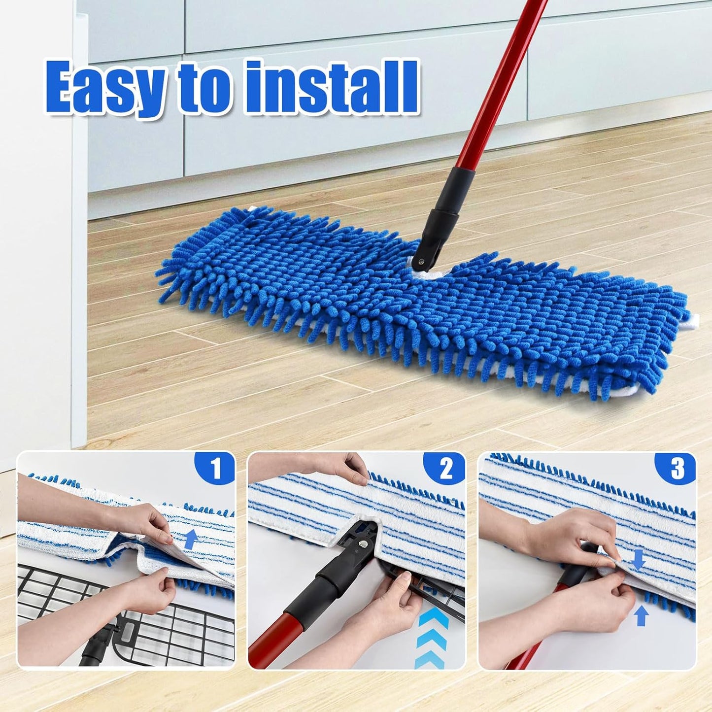 Mop Heads Replacements for O-Cedar Hardwood Floor 'N More Microfiber Flip Mop, 2 Pack Dust Mop Replacement Heads for Ocedar Flip Mop, Reusable Refill Double-Sided Mop Head for O Cedar Mop