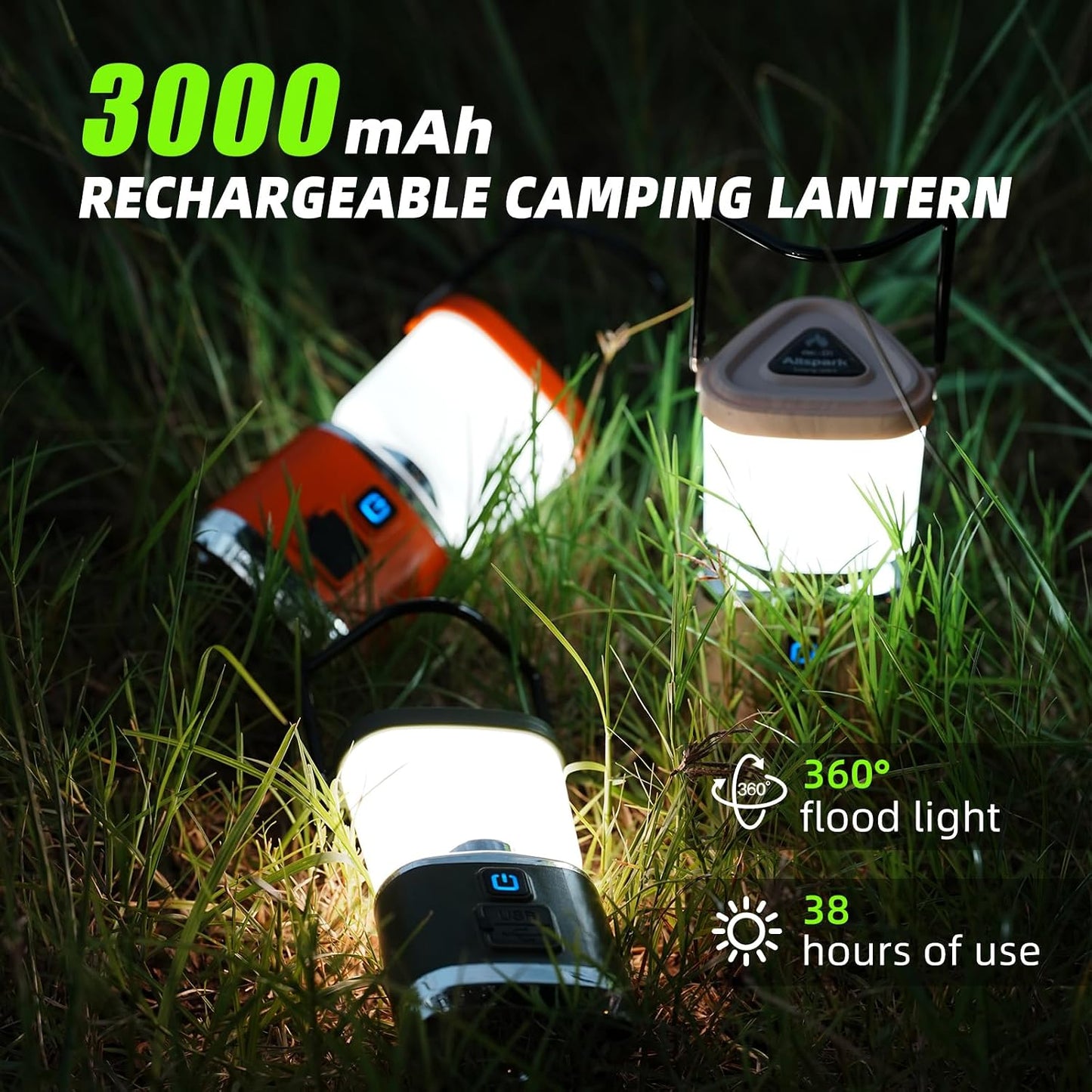 Allspark LED Camping Lantern Rechargeable,1500LM 4 Light Modes Magnetic Camping Lights,Bright Portable Home Lantern, IPX4 Waterproof Tent Lights for Hiking,Power Outages,Emergency,Hurricane(White)