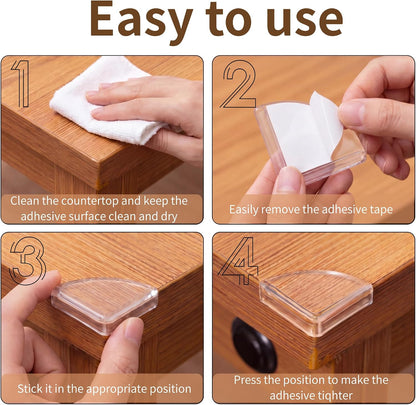 Silicone Corner Protectors & Edge Guards Kit, 0.8in x 6.6ft Clear Edge Protector, Self Adhesive Table Corner Guards Pads, Waterproof Furniture Safety Guards for Sharp Edges, Childproofing for Home