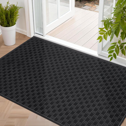 Mibao Front Door Mat, Heavy Duty Durable Welcome Mat for Outdoor Indoor, Dirt Trapper Waterproof Super Absorbent Door Mat for Entryway Outside Patio Porch, 29.5" x 17", Grey