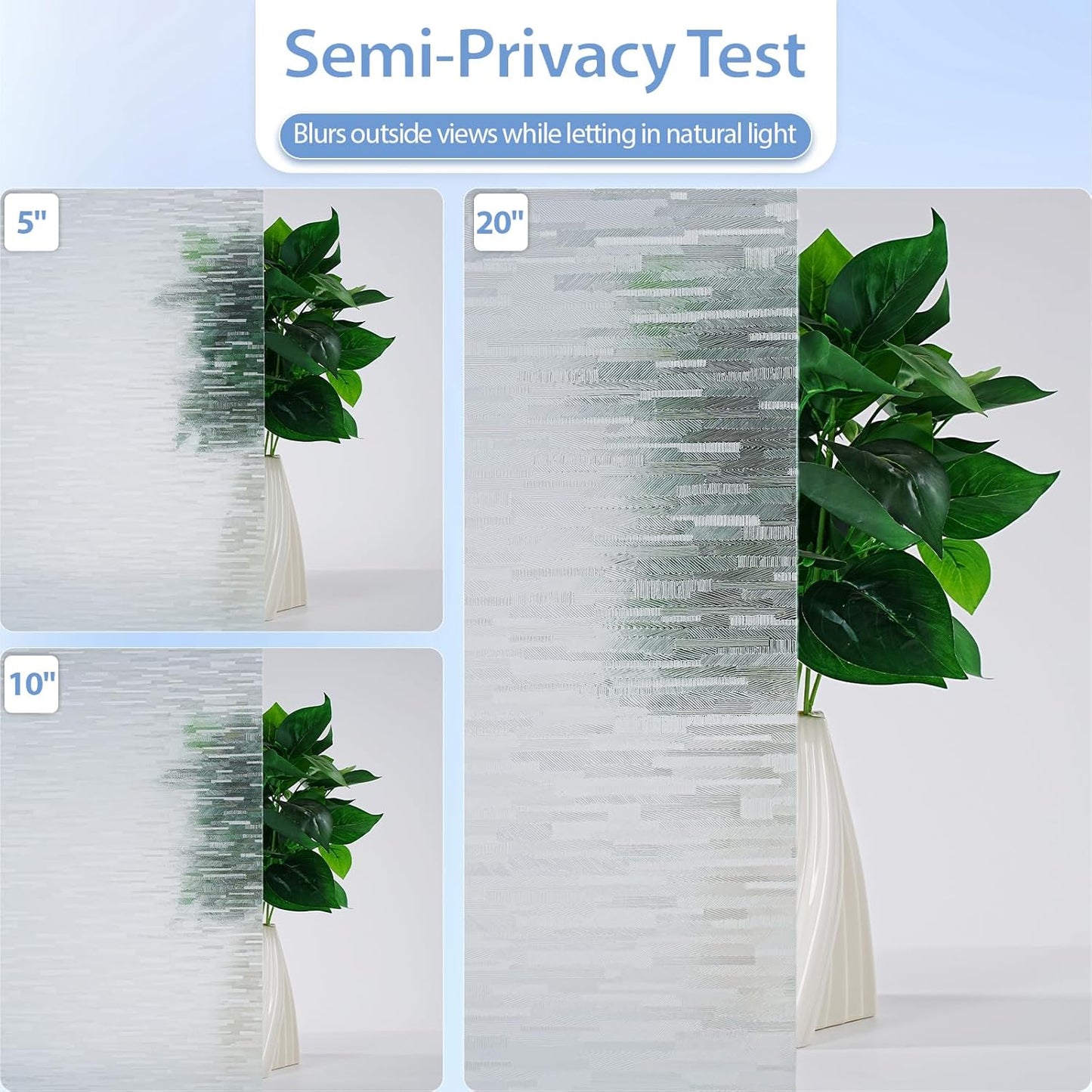 GTJ Frosted Window Privacy Film, Static Cling No Glue Removable Reusable, UV Blocking Glare & Heat Reduction, for Bathroom Glass Door Home Office, 17.5" x 78.7"in
