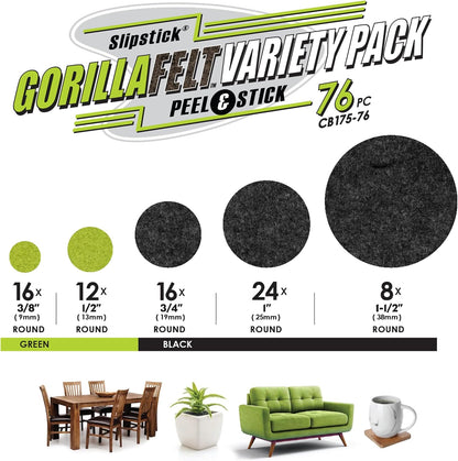 GorillaFelt Chair Leg Floor Protectors/Felt Chair Glides (Set of 16) Tap-On Felt Furniture Pads Guaranteed to Stay On, 1 Inch Round Chair Sliders