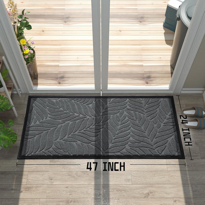Yimobra Front Door Mat Outdoor Indoor, 29.5x17 All-Season Waterproof Door Mat Outside Entrance, All-Weather Non-Slip Outside Doormat for Garage Patio Entryway, Brown