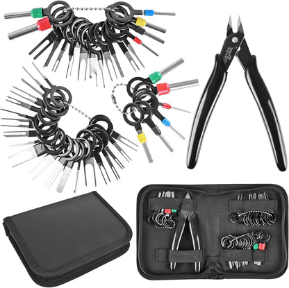 Terminal Pin Removal Tool Kit 82 Pcs Depinning Electrical Connector Pin Extractor Tool Set Wire Terminal Release for Automotive Car Household Devices - Black