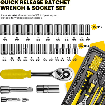 ENVENTOR Home Tool Kit, Basic Household Auto Repair Tool Set with Toolbox Storage Case, General Household Tool Kit for Men Women Home Maintenance, DIY Projects, 90 PCS General Hand Tools Kit