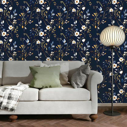 Peel and Stick Wallpaper, Soft Wildflower Botanical Contact Paper, PVC Vinyl Removable Wall Covering, Waterproof Easy-Clean, No Residue Renter Friendly, Neutral Decor, 39.4x17.3 in (Flowers2)