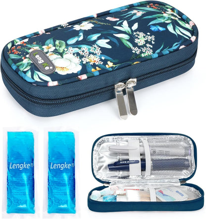 YOUSHARES Insulin Cooler Travel Case with Temperature Display - Refrigerated Medicine Cooling Bag with 2 TSA Approved Ice Pack, Medication Pen Diabetic Supplies Organizer for Trip and Daily