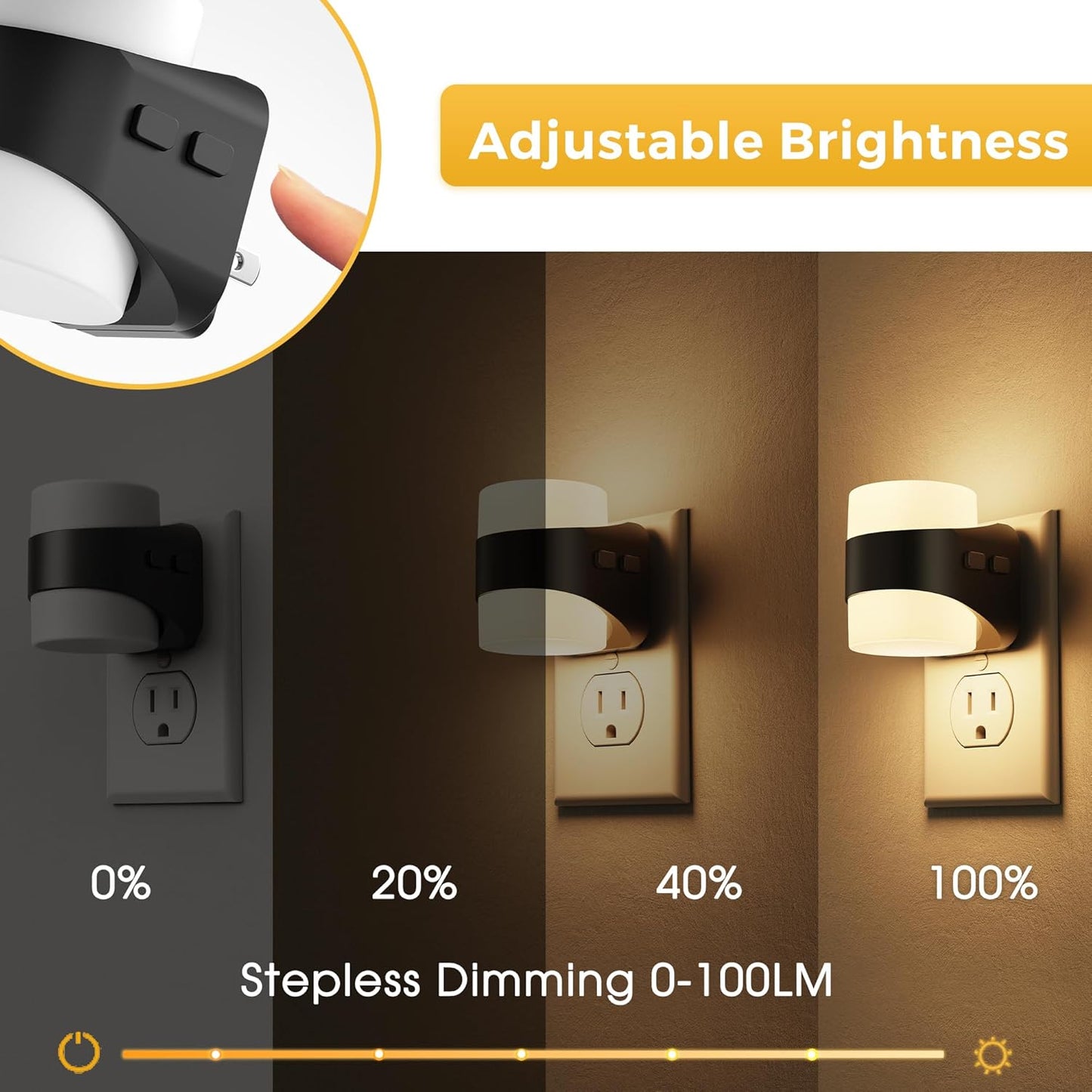 L LOHAS LED Night Light, Bubble Night Lights Plug into Wall,2 Pack 3000K/4000k/5000K Adjustable Color Temperature Night Light,Dimmable Nightlights with Dusk to Dawn Sensor for Rooms Bathroom Hallway