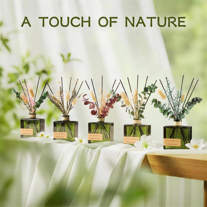 COCORRÍNA Reed Diffuser, 6.76 oz Moroccan Amber Scent Reed Diffuser with 6 Sticks & Dried Flowers, Long Lasting Elegant Fragrance Home Décor for Bathroom Bedroom Office